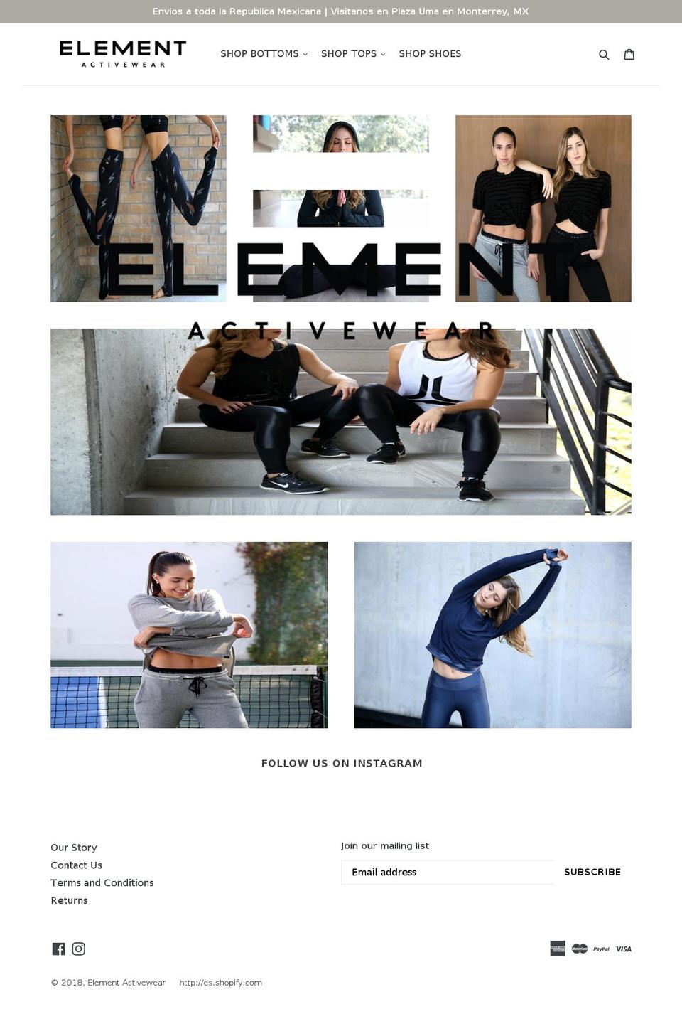 elementactivewear.com shopify website screenshot