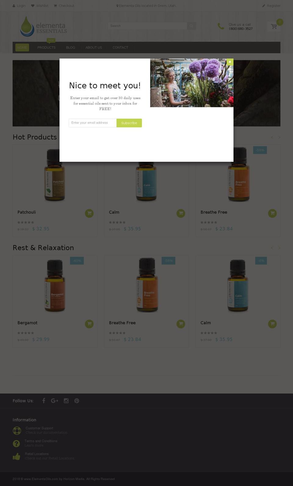 elementaessentials.com — Shopify storefront screenshot