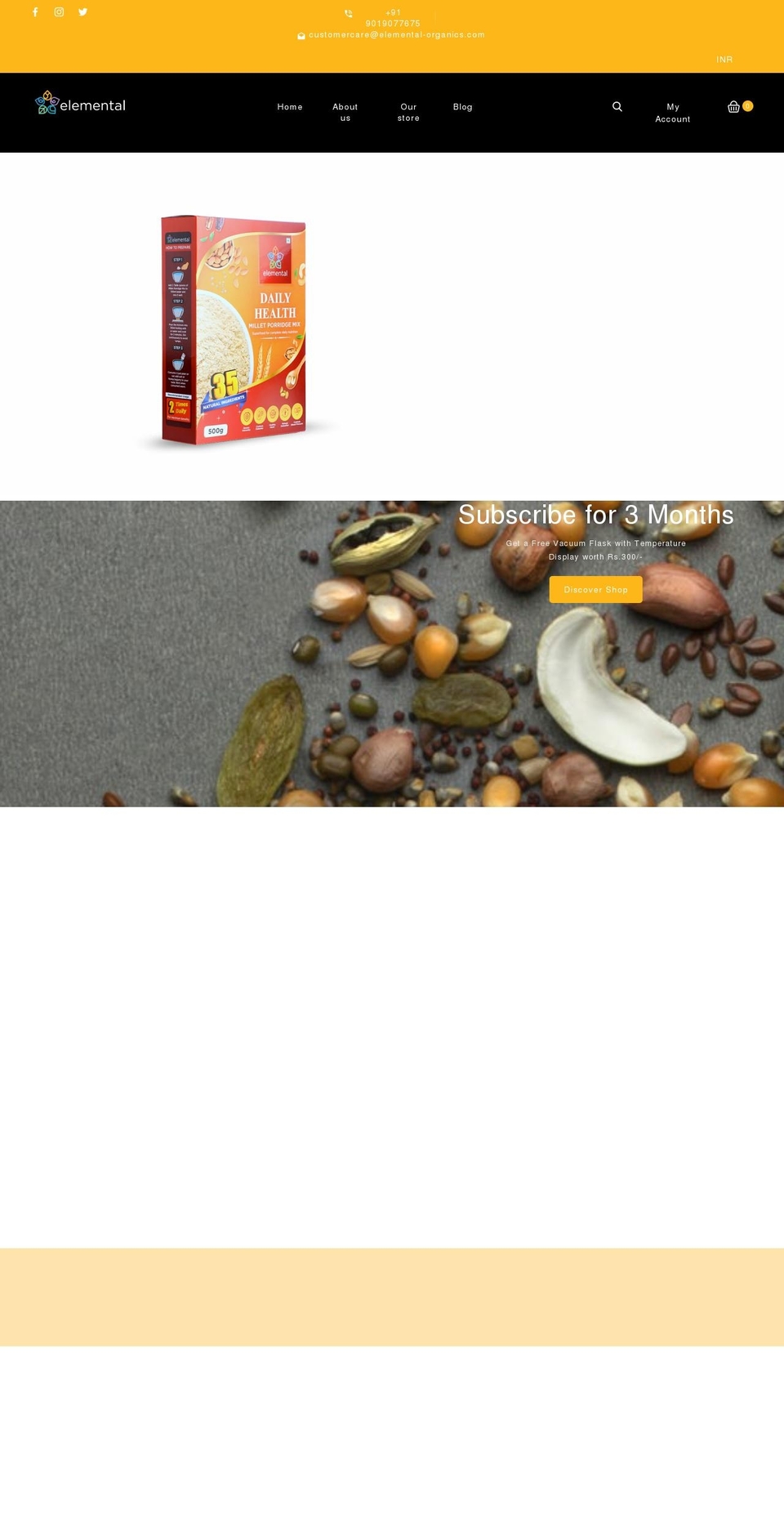 elemental-organics.com shopify website screenshot