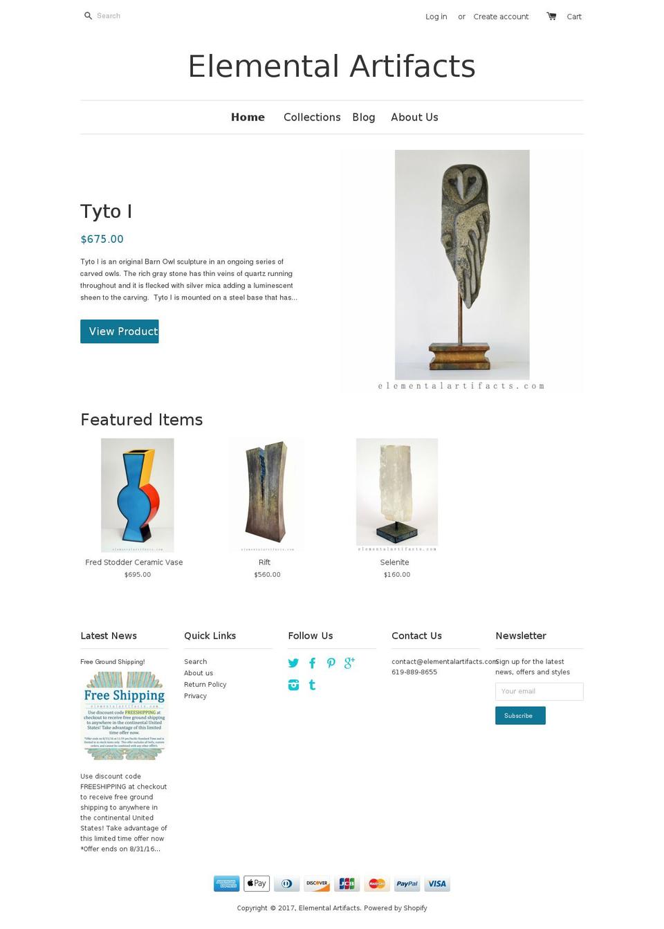 1st Edition Shopify theme site example elementalartifacts.com
