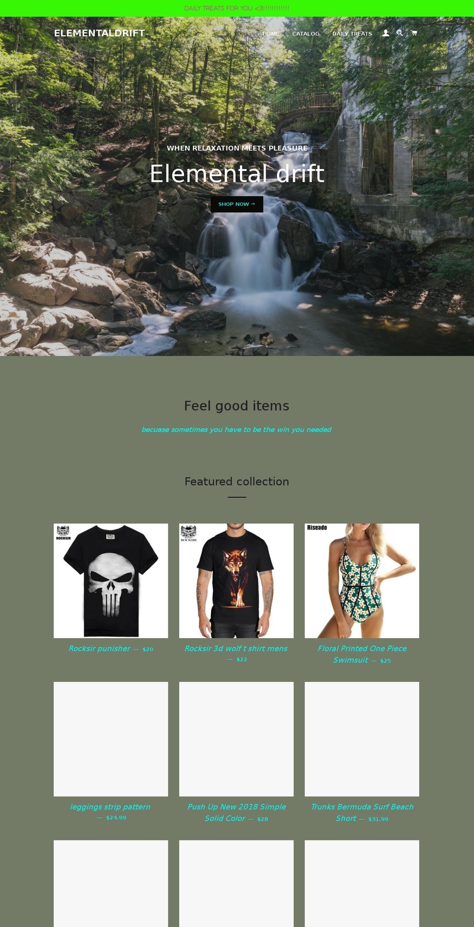 elementaldrift.com — Shopify storefront screenshot