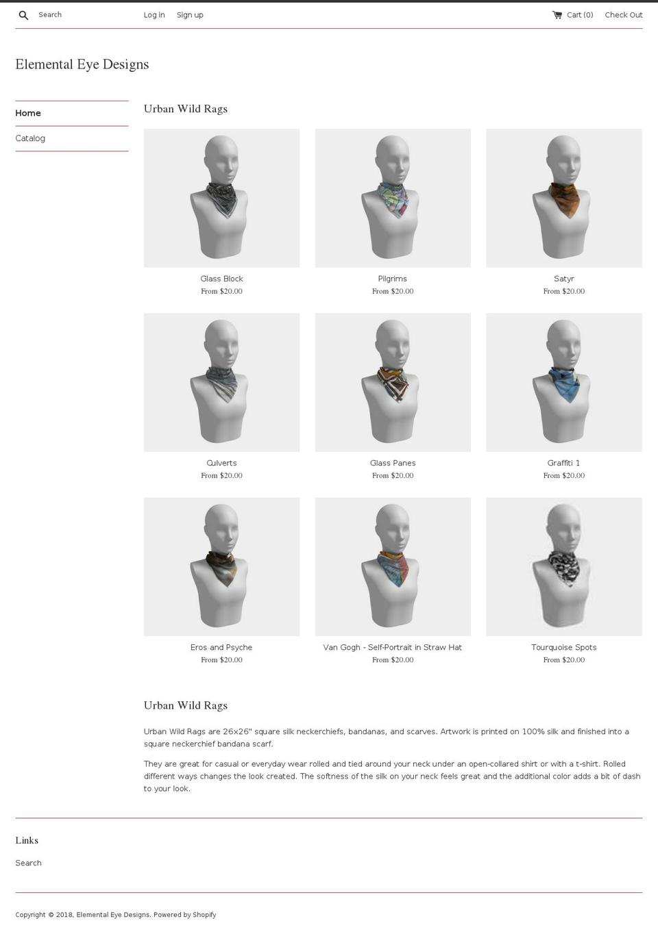 elementaleyedesigns.com — Shopify storefront screenshot