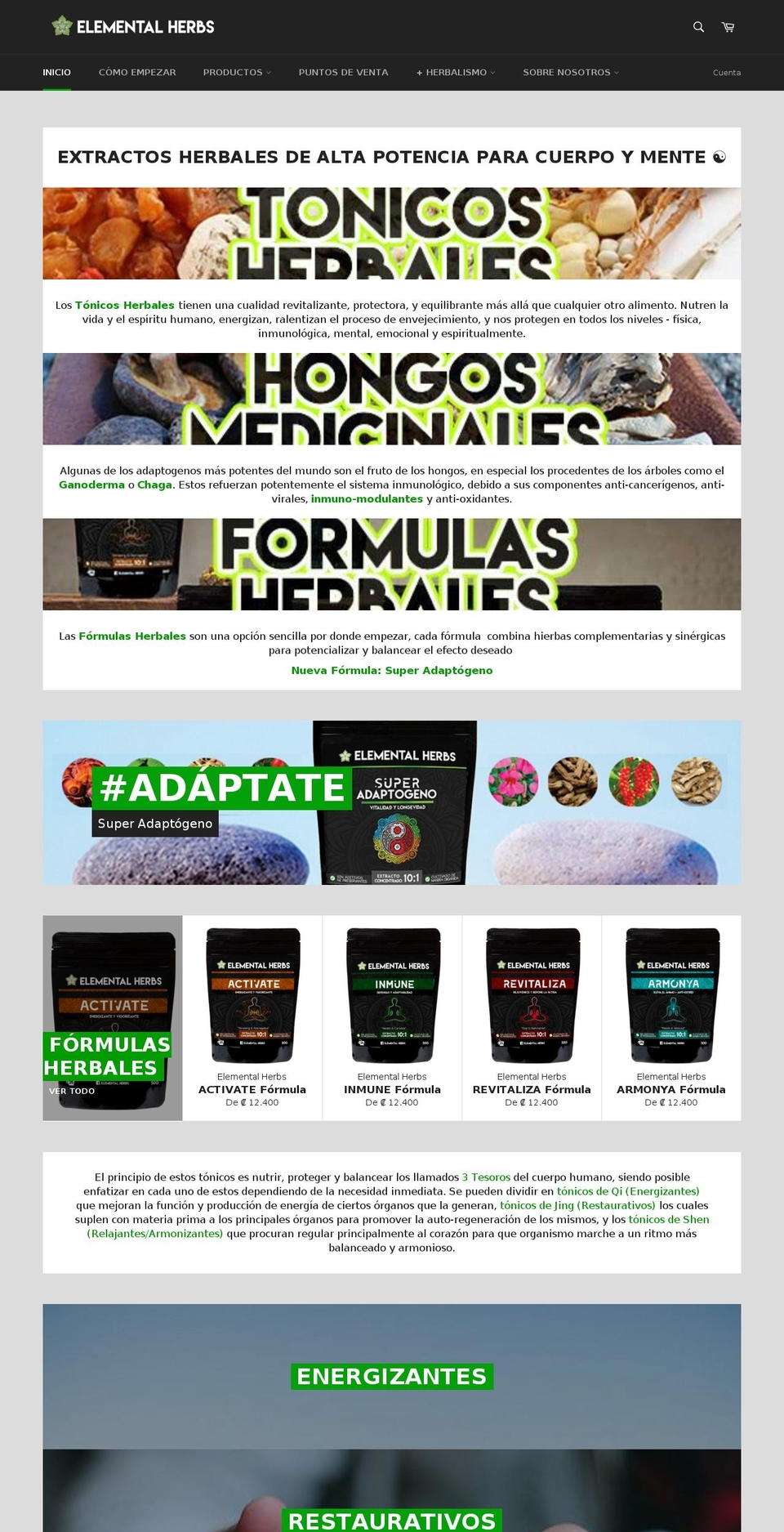 elementalherbscr.com shopify website screenshot