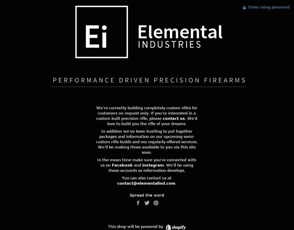 elementalind.com — Shopify storefront screenshot