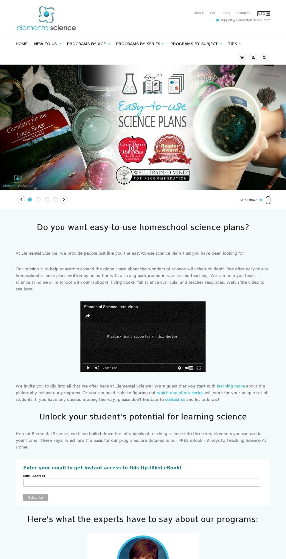 elementalscience.biz shopify website screenshot