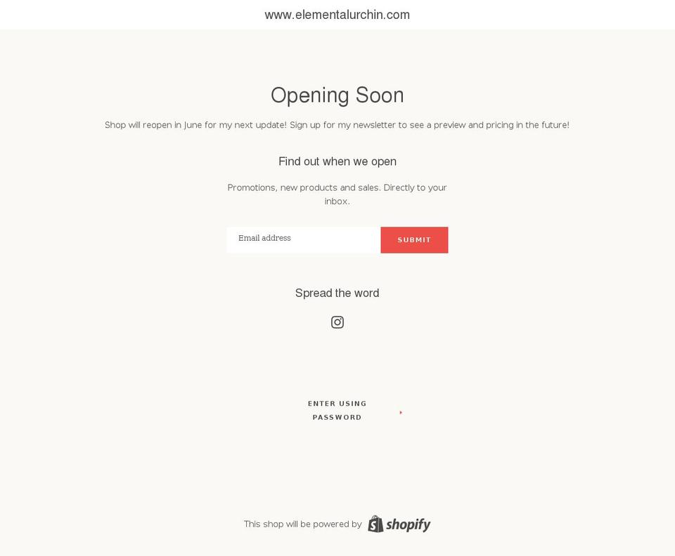 elementalurchin.com shopify website screenshot