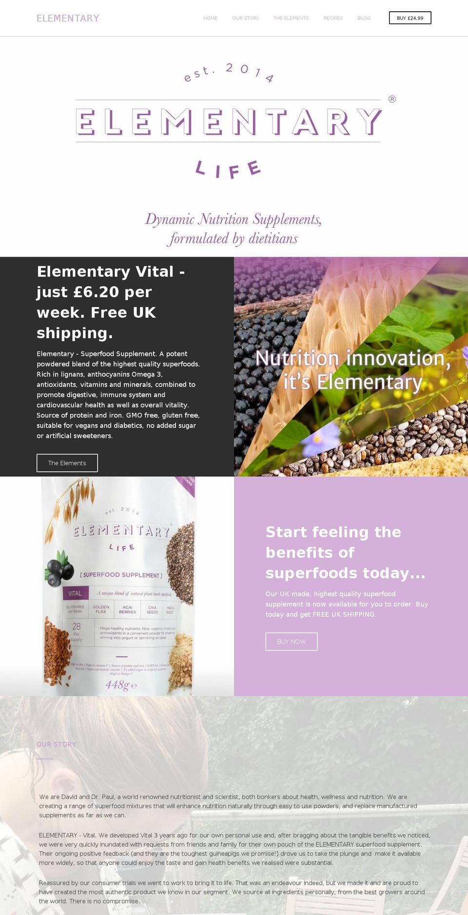 elementary-life.com shopify website screenshot