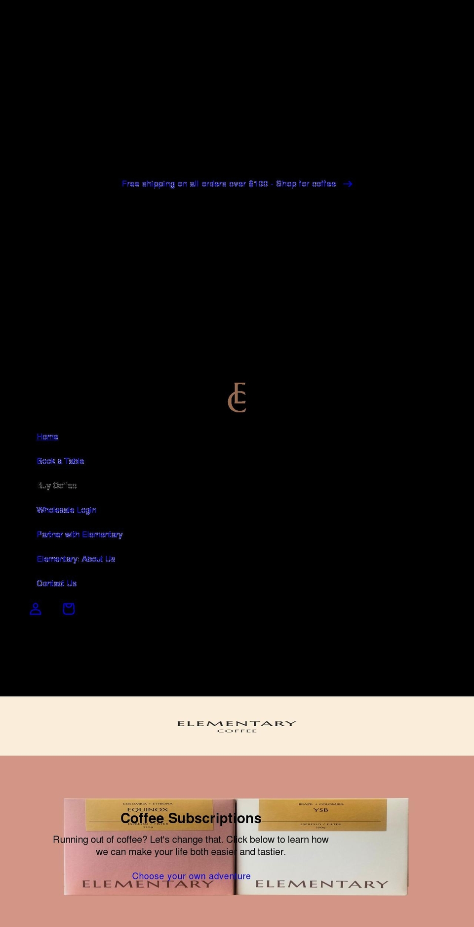 elementarycoffee.com.au shopify website screenshot