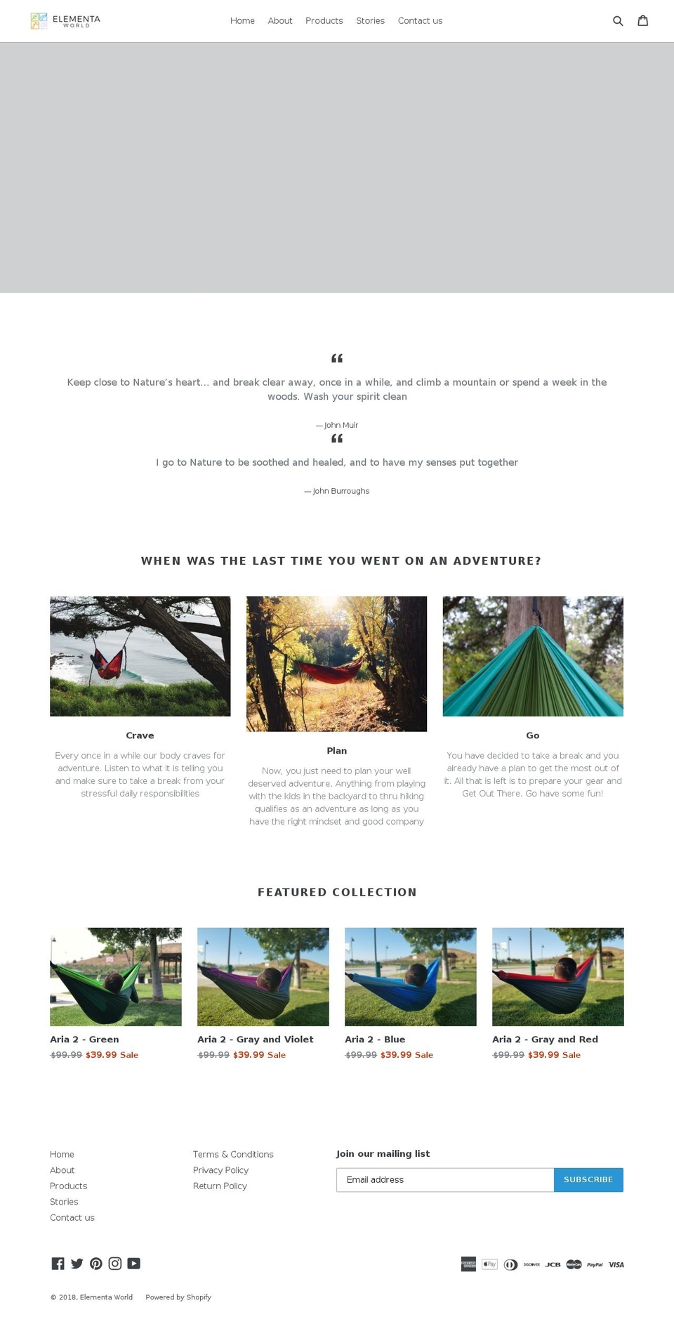 elementaworld.com — Shopify storefront screenshot
