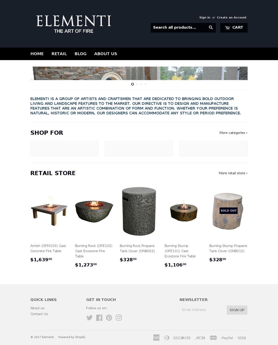 elementifire.com shopify website screenshot