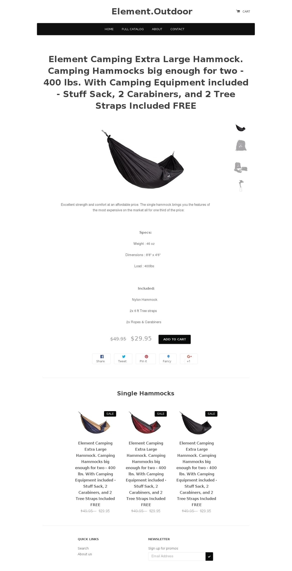 elementoutdoorco.com shopify website screenshot