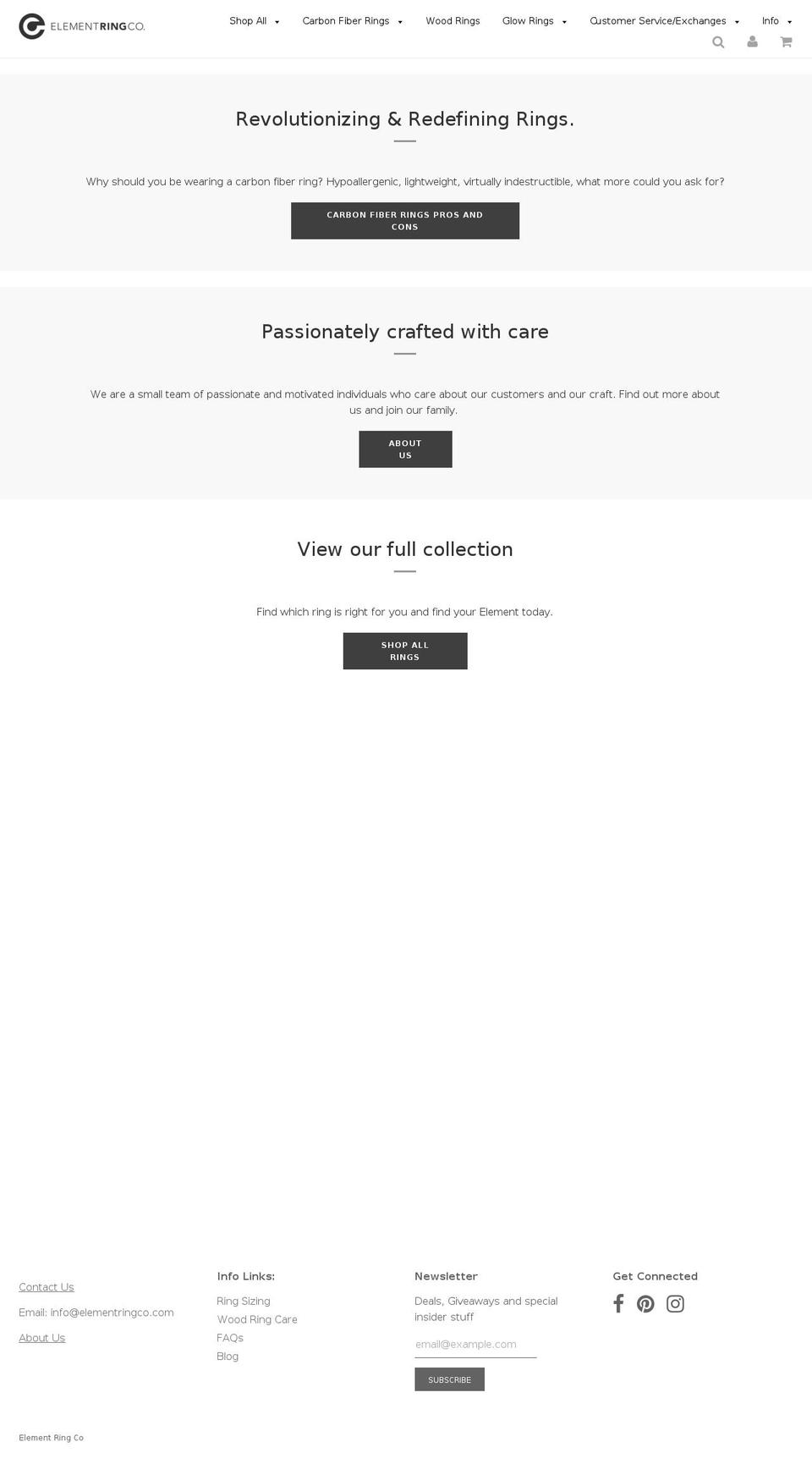 elementringco.com — Shopify storefront screenshot