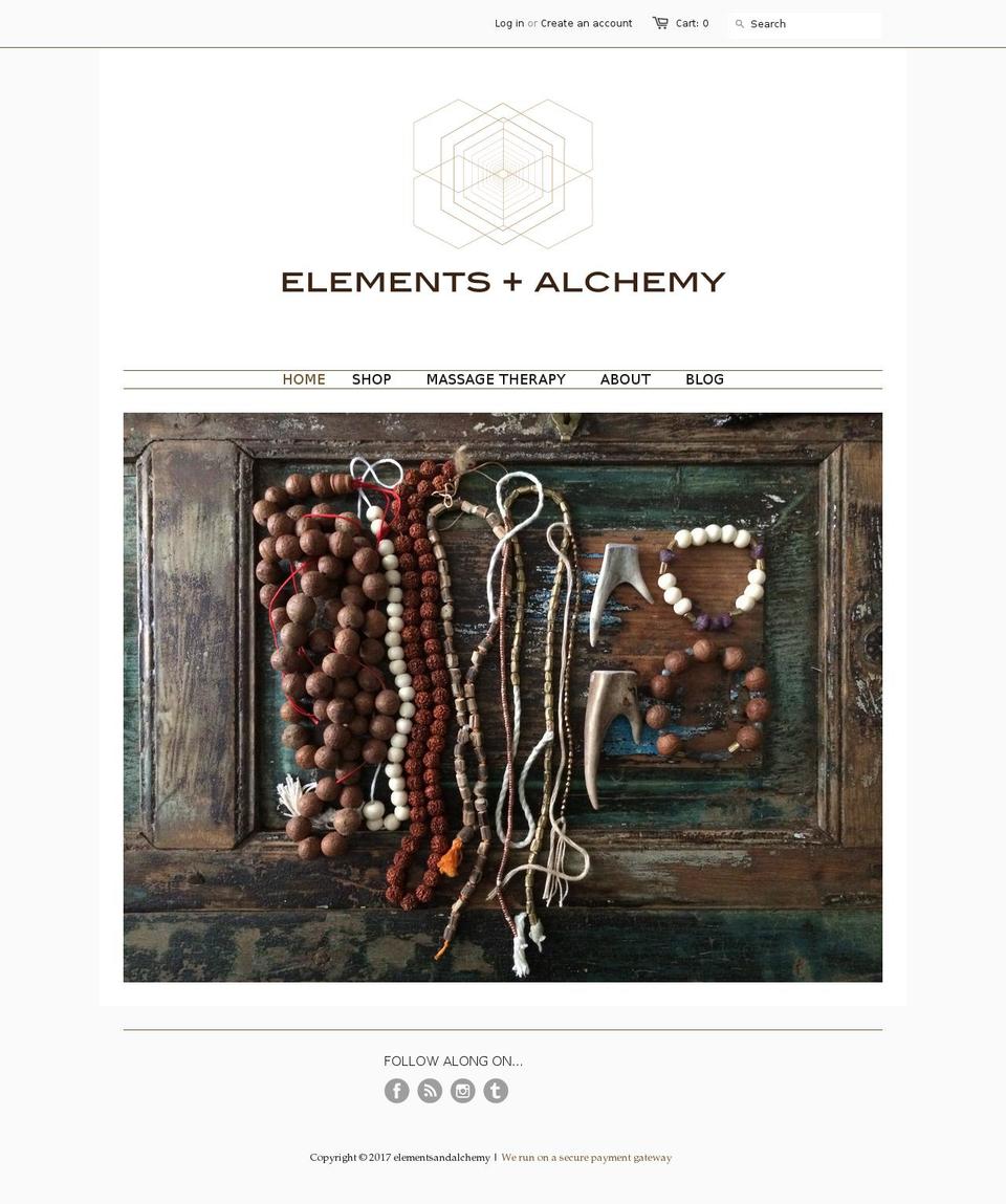 elementsandalchemy.com shopify website screenshot