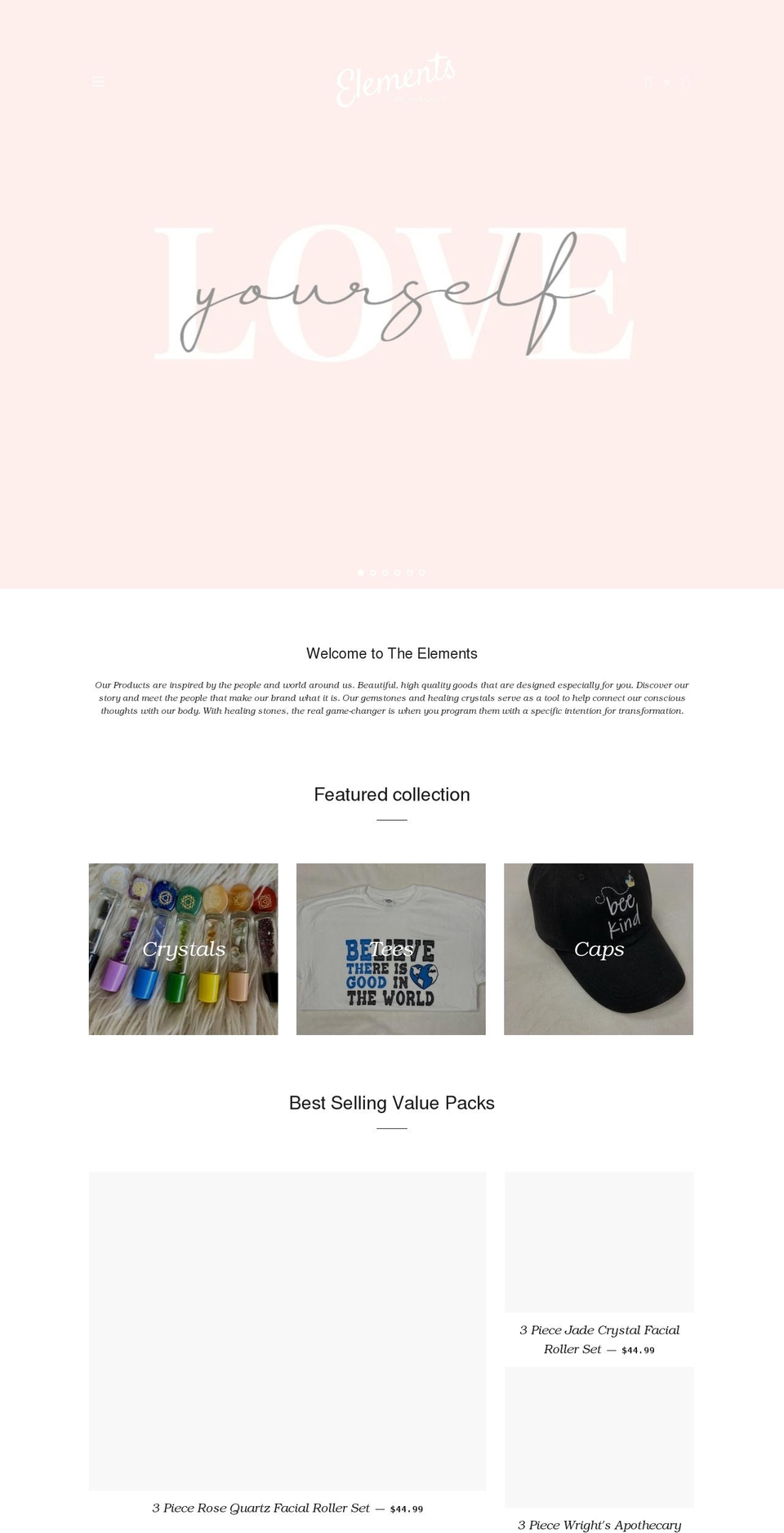 elementsbyharmony.com shopify website screenshot