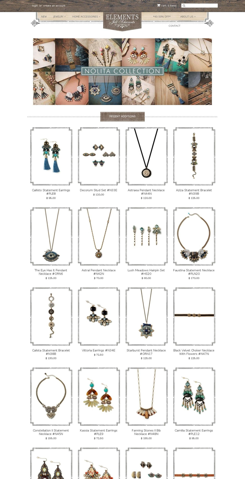 elementsjillschwartz.com shopify website screenshot