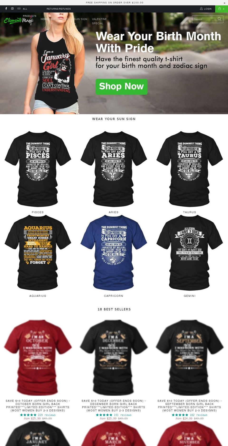 elementsmagic.com — Shopify storefront screenshot