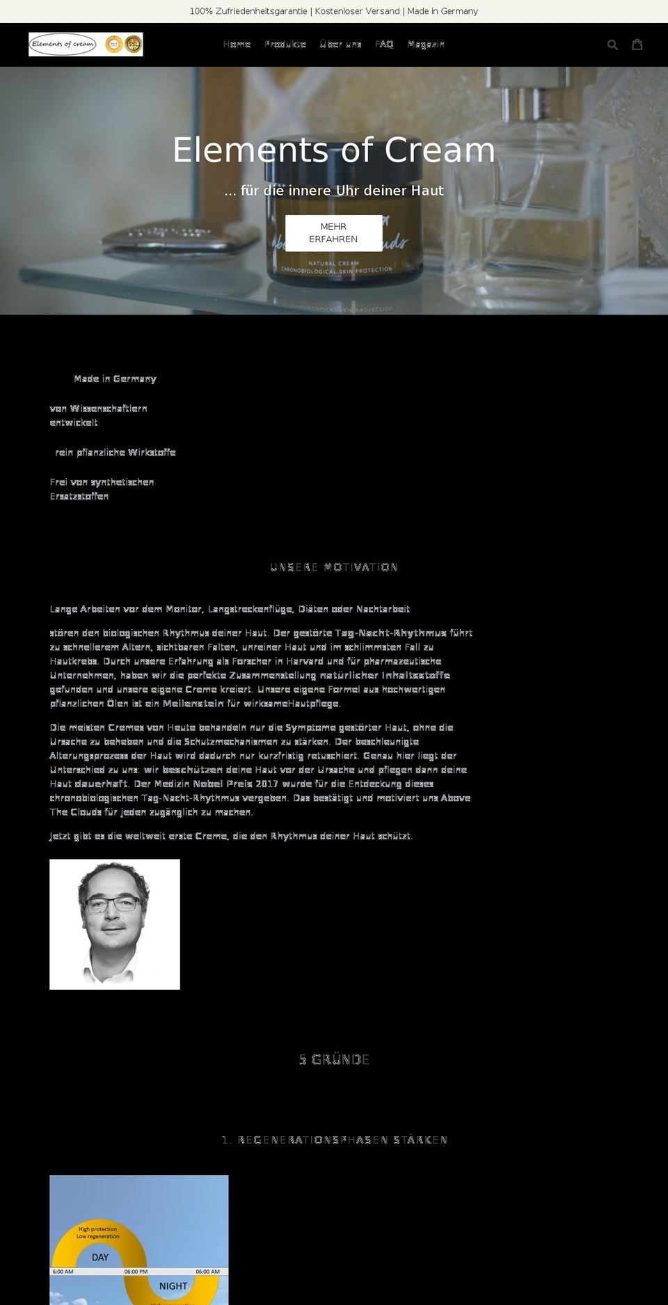 elementsofcream.com — Shopify storefront screenshot
