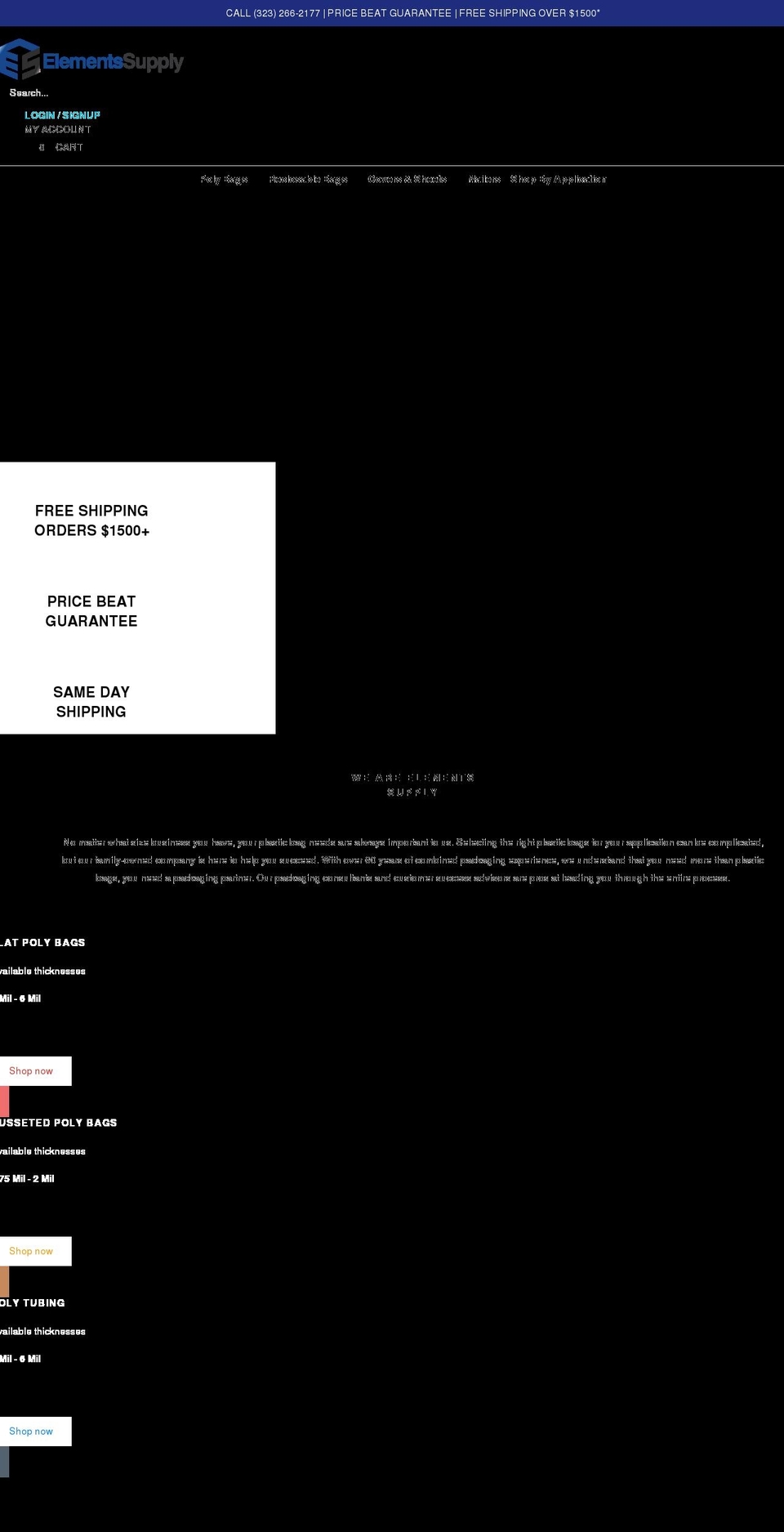 elementssupply.com shopify website screenshot