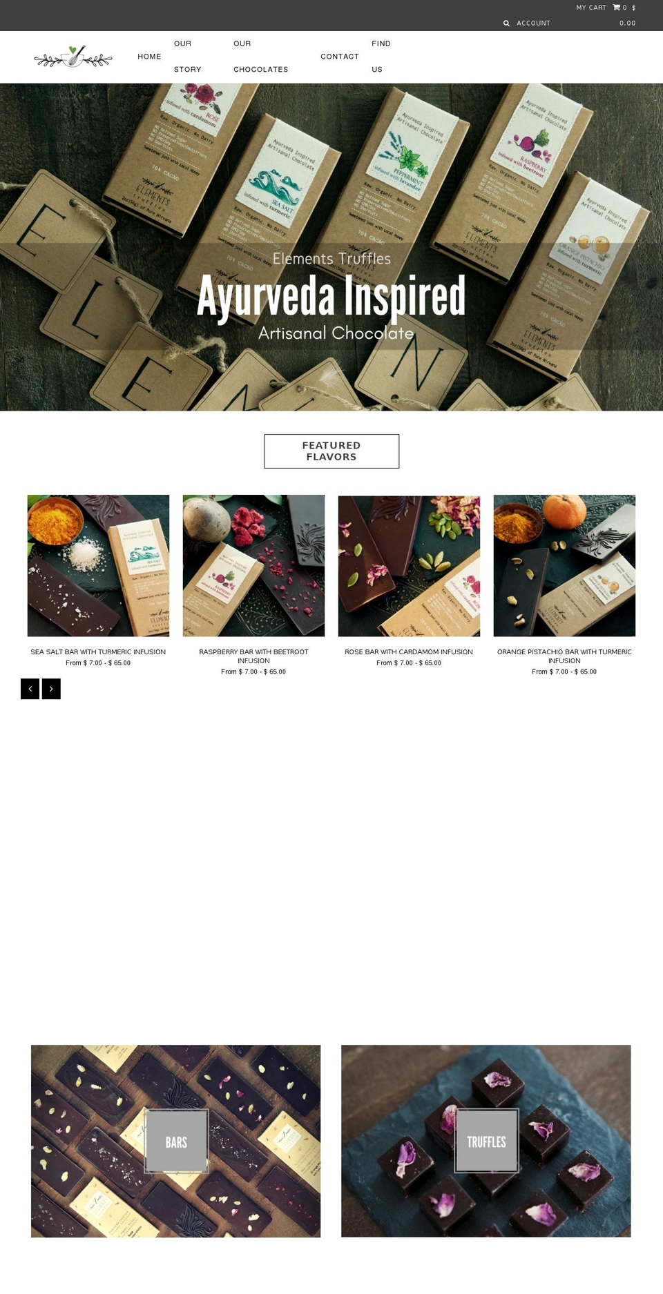 elementstruffles.com shopify website screenshot