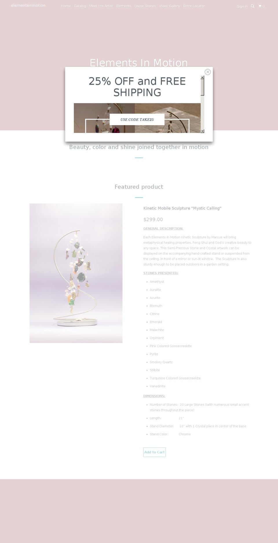 elementswithmotion.com — Shopify storefront screenshot