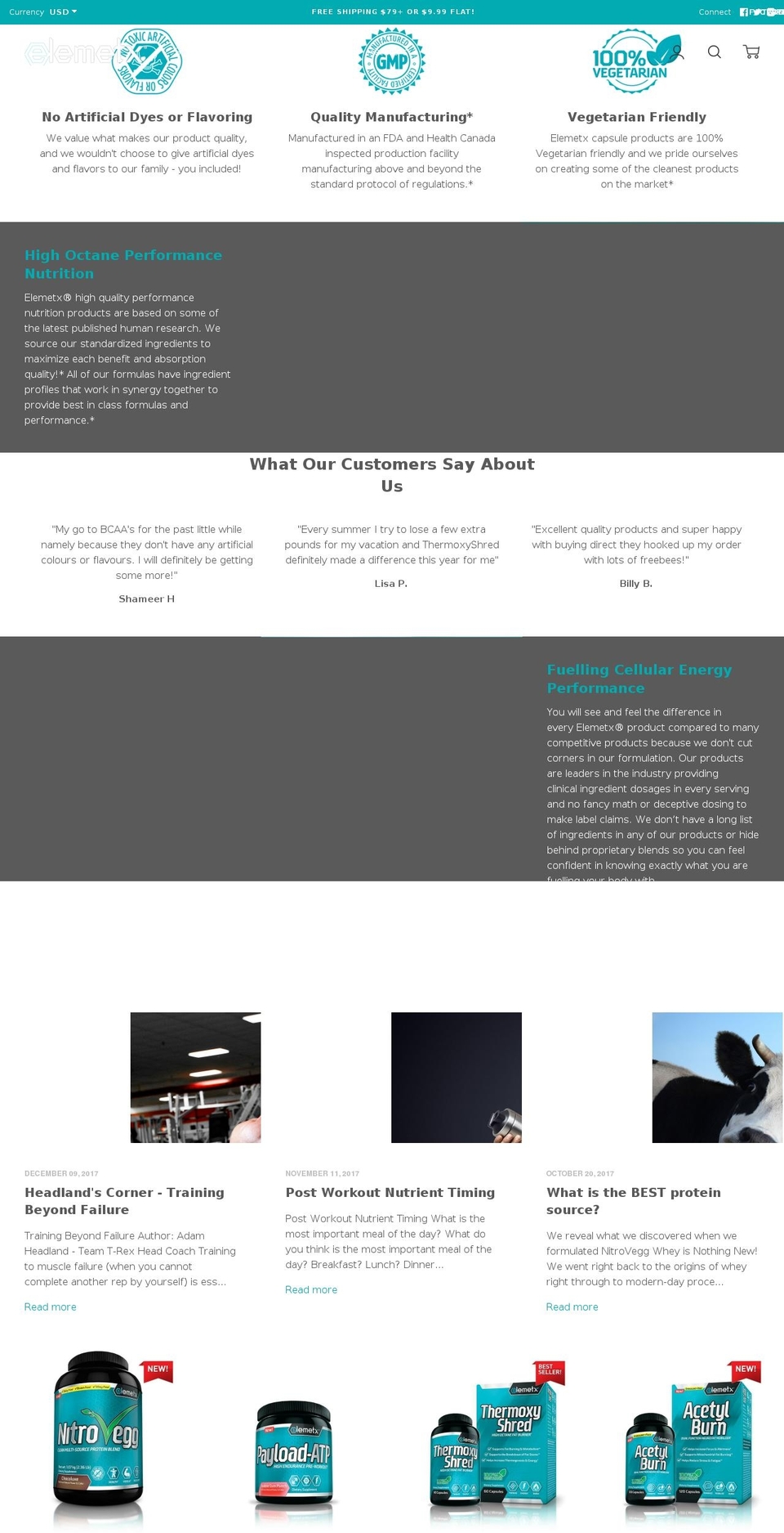 elemetex.com — Shopify storefront screenshot