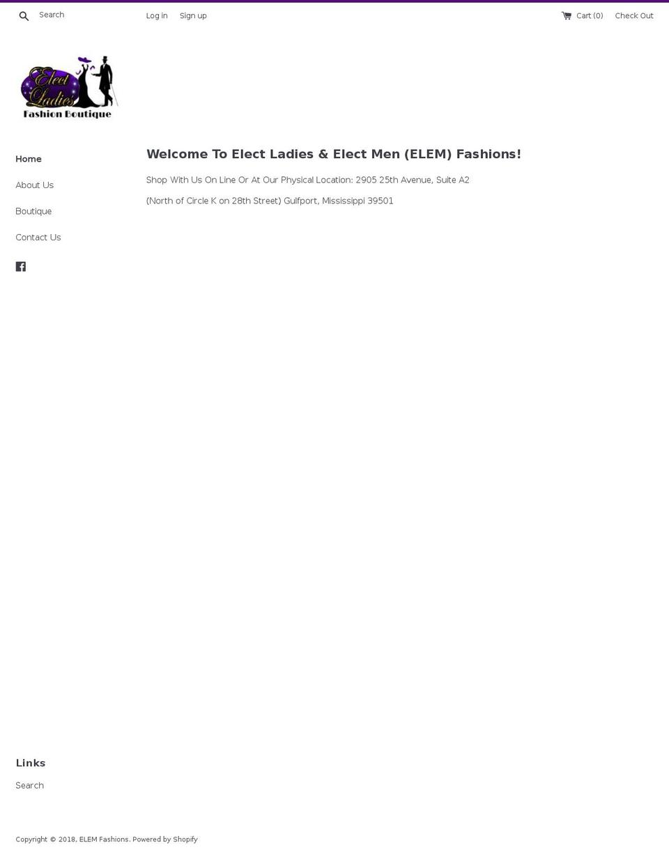 elemfashions.com — Shopify storefront screenshot