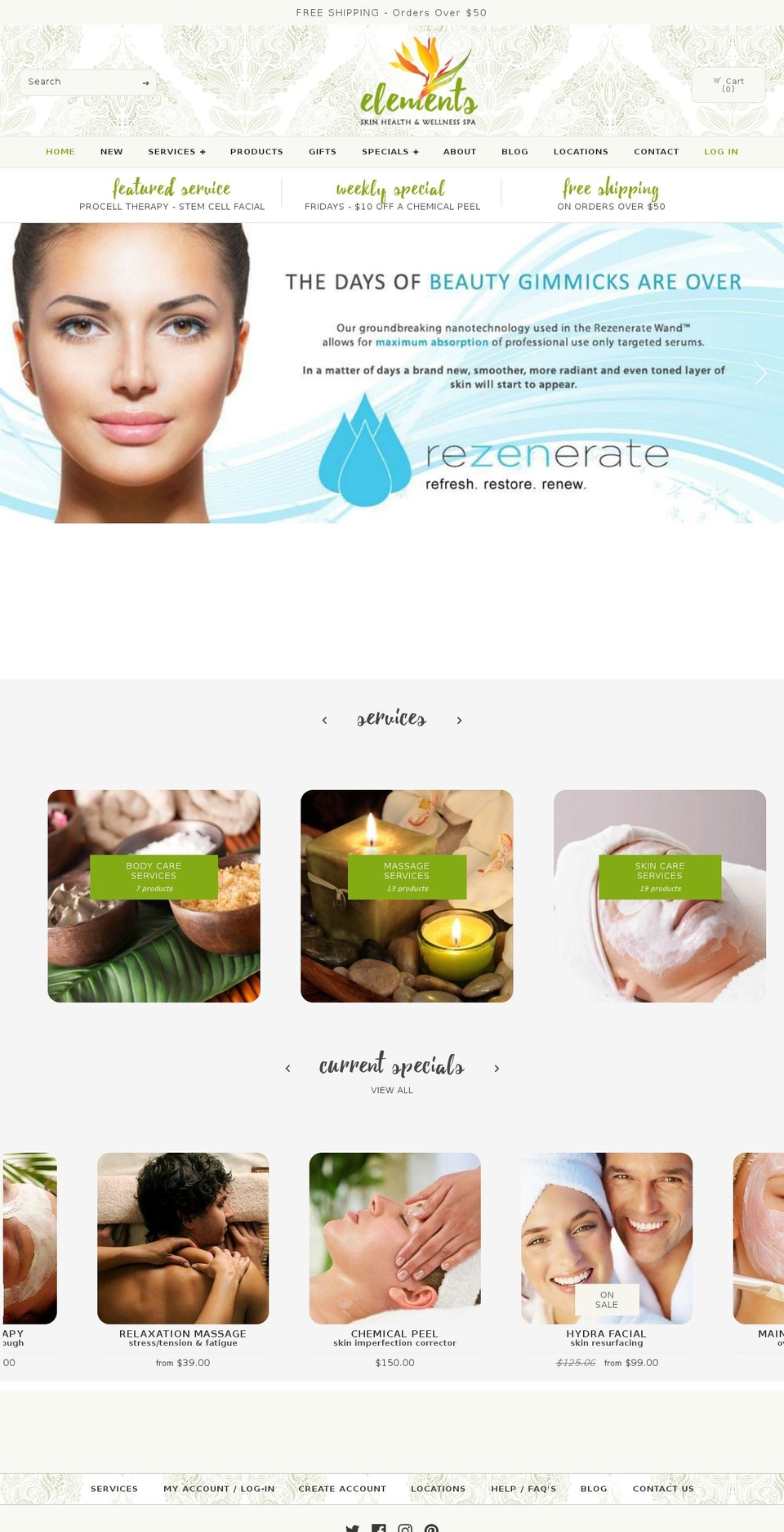 elemspa.com — Shopify storefront screenshot