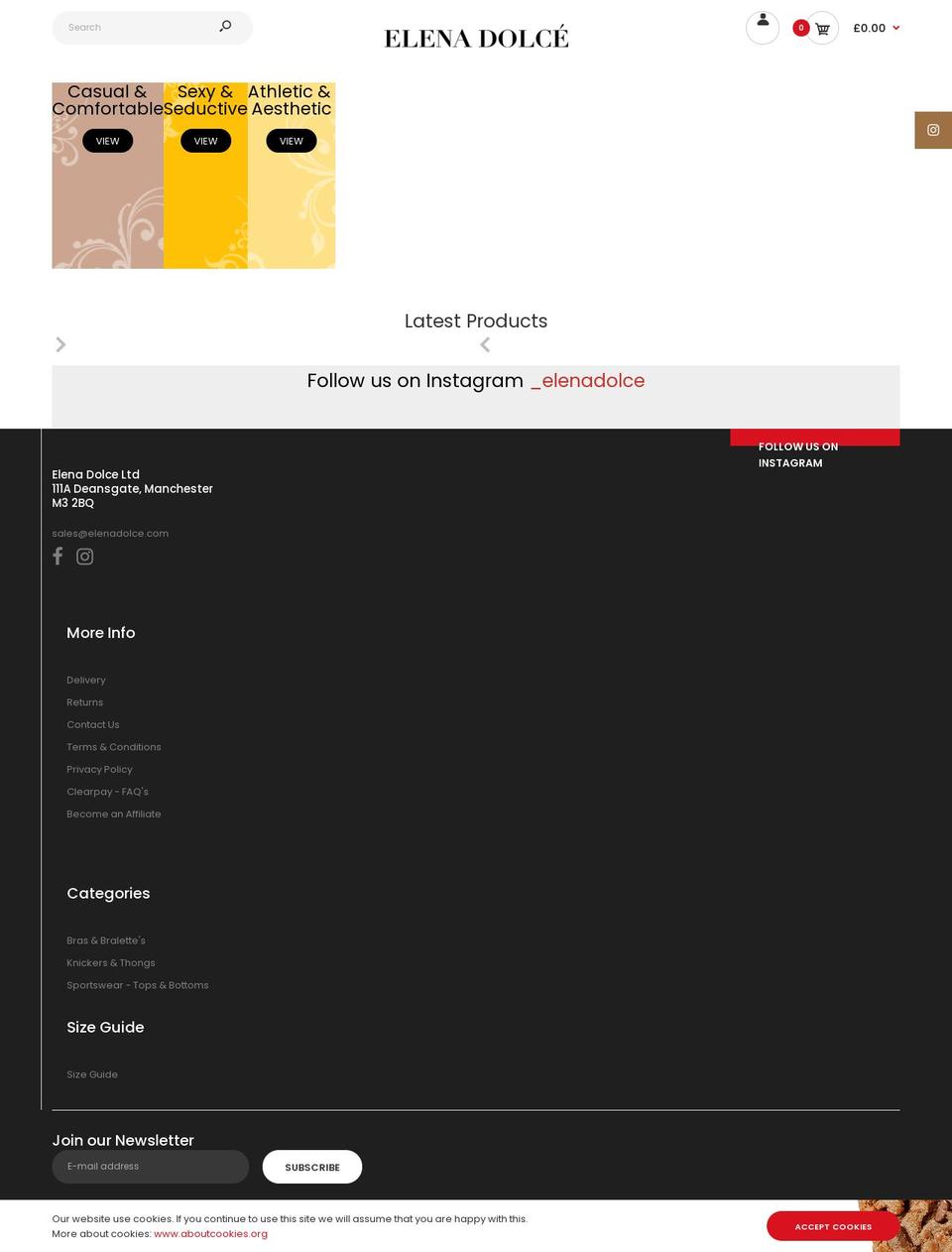 elenadolce.com shopify website screenshot