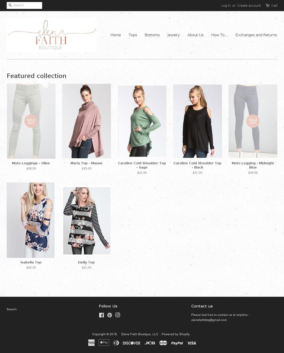 elenafaithbtq.com — Shopify storefront screenshot