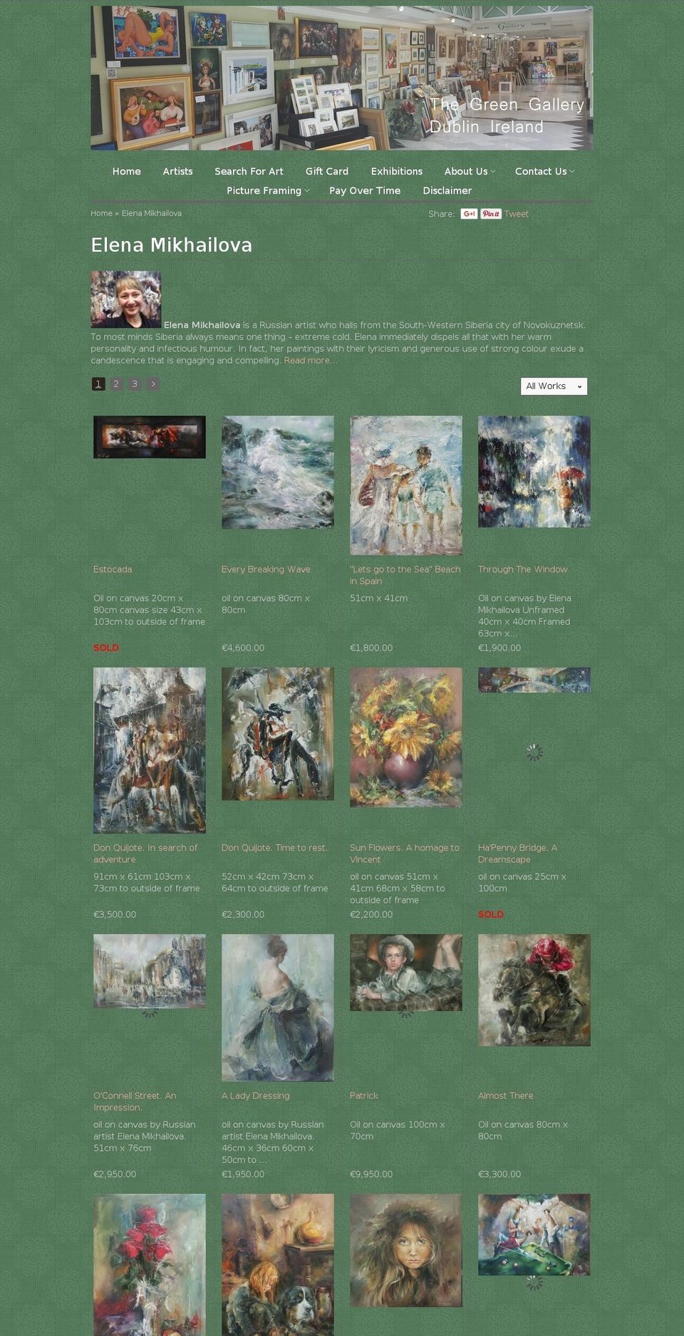 Copy of The Green Gallery Shopify theme site example elenamikhailova.com