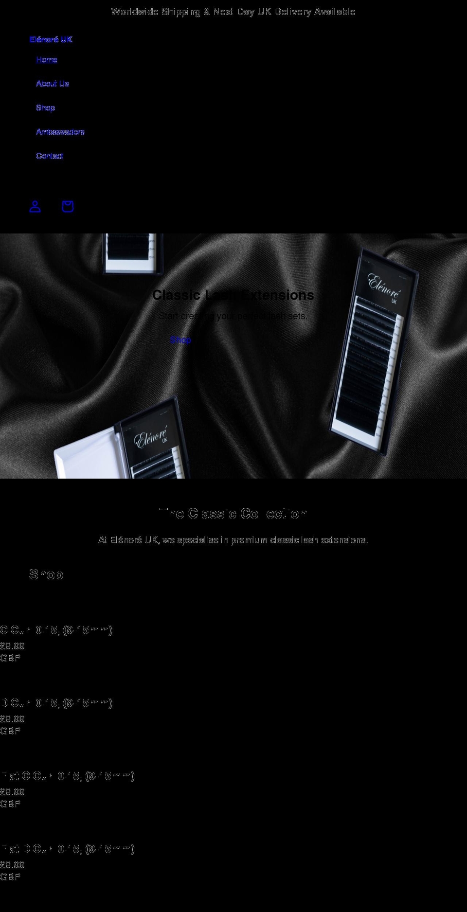 elenoreuk.com shopify website screenshot