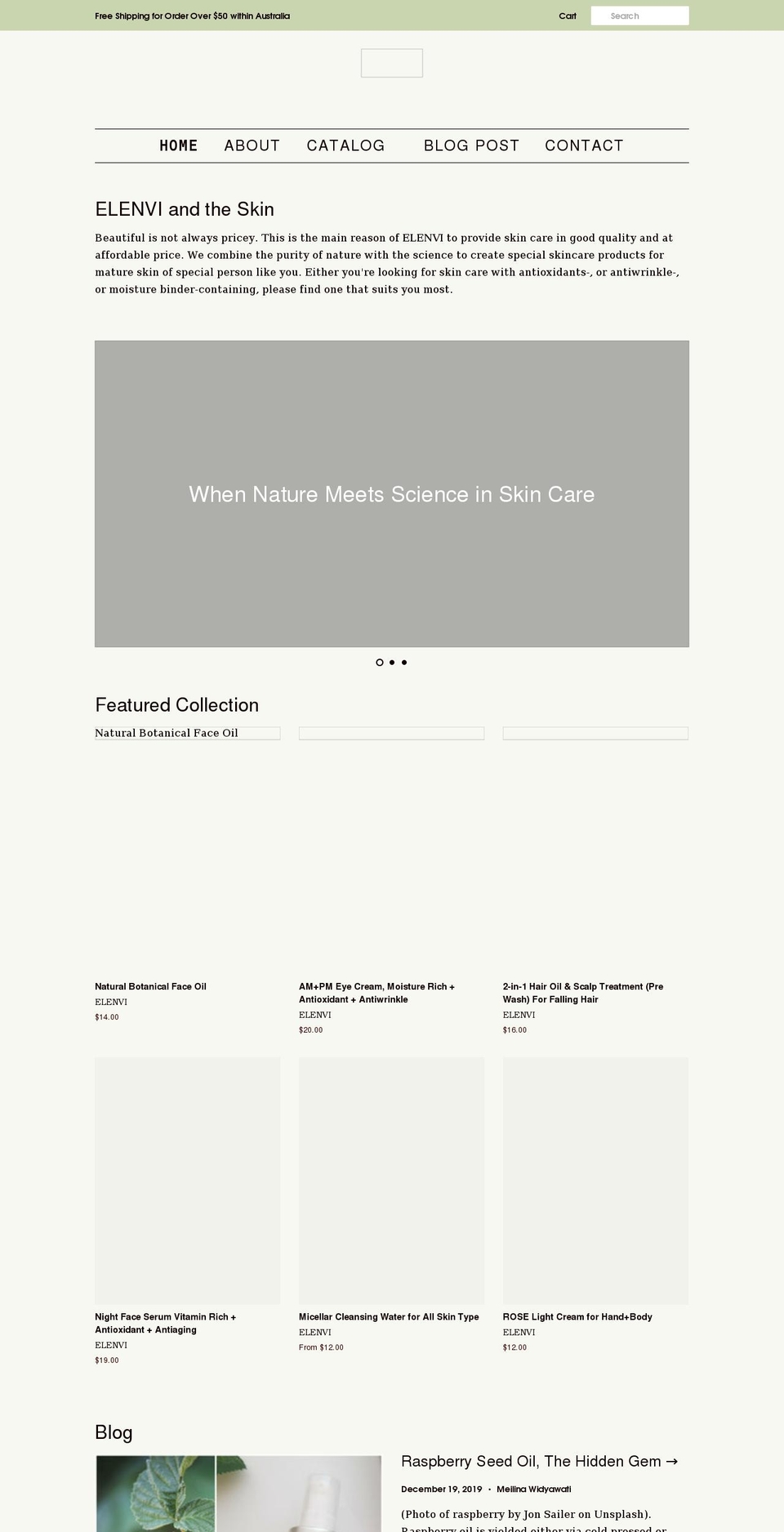 elenvi-naturals.com shopify website screenshot