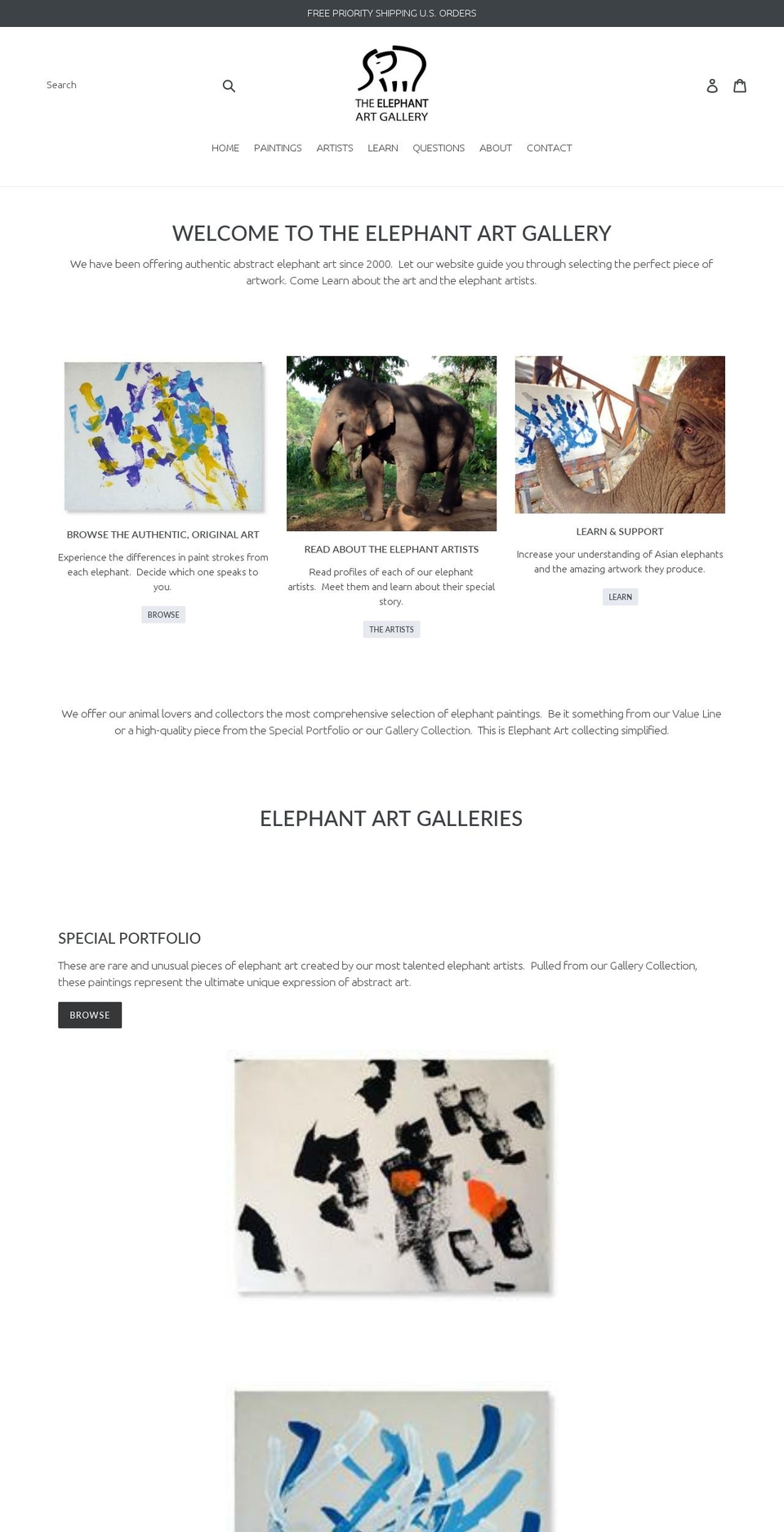 elephantartgallery.com — Shopify storefront screenshot