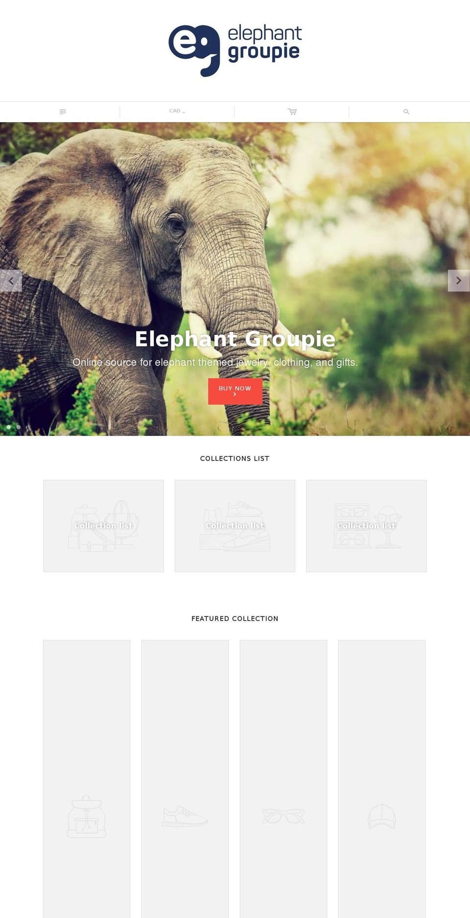 elephantgroupie.com — Shopify storefront screenshot