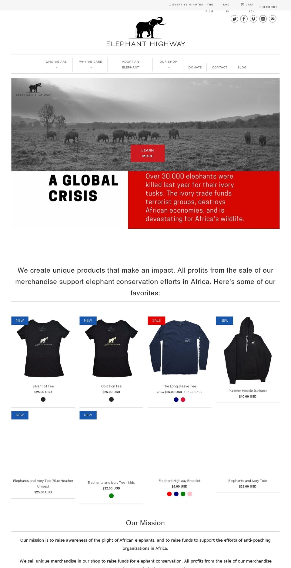 elephanthighway.com — Shopify storefront screenshot