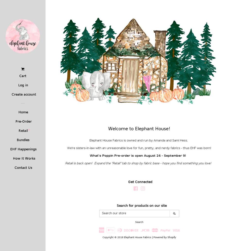 elephanthousefabrics.com — Shopify storefront screenshot
