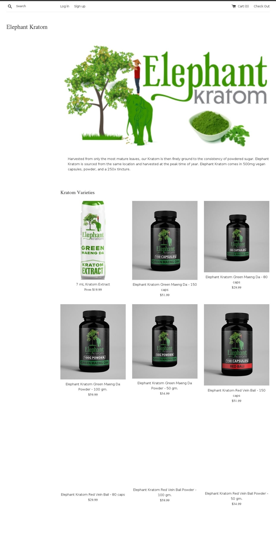 elephantkratom.com shopify website screenshot