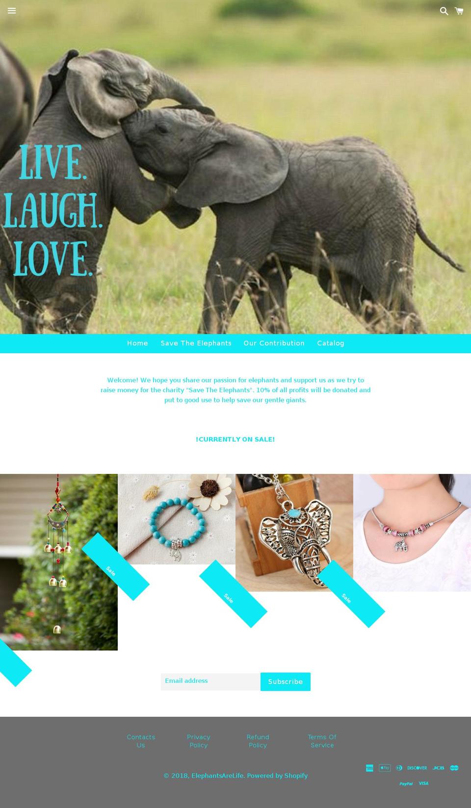 elephantsarelife.com — Shopify storefront screenshot