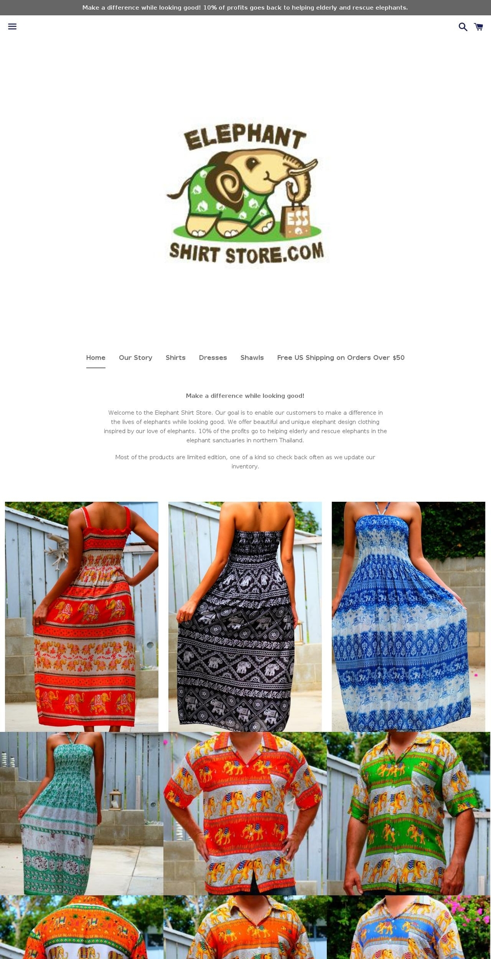 elephantshirtstore.com — Shopify storefront screenshot