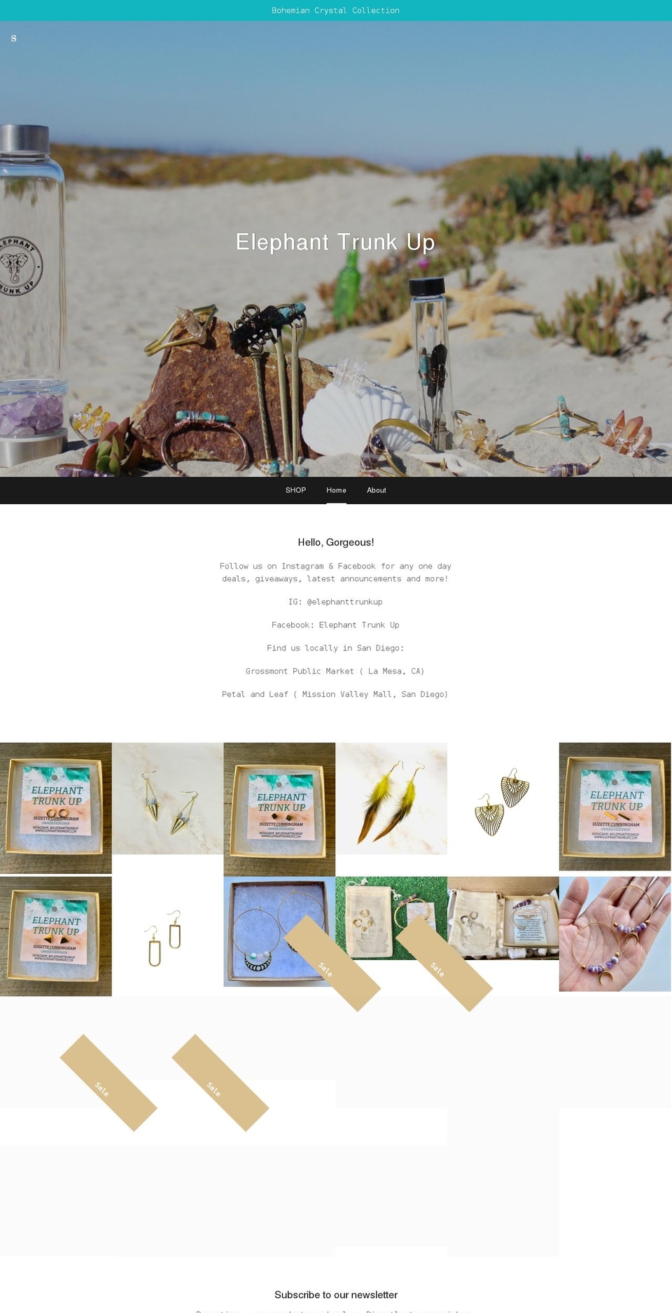 elephanttrunkup.com shopify website screenshot