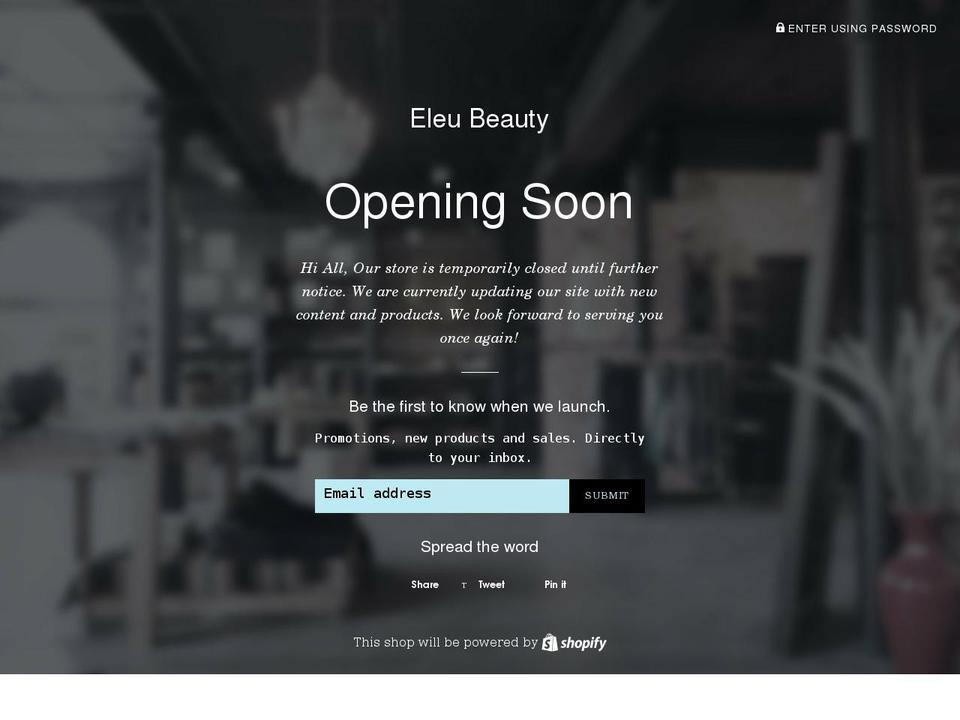 eleubeautystx.com shopify website screenshot