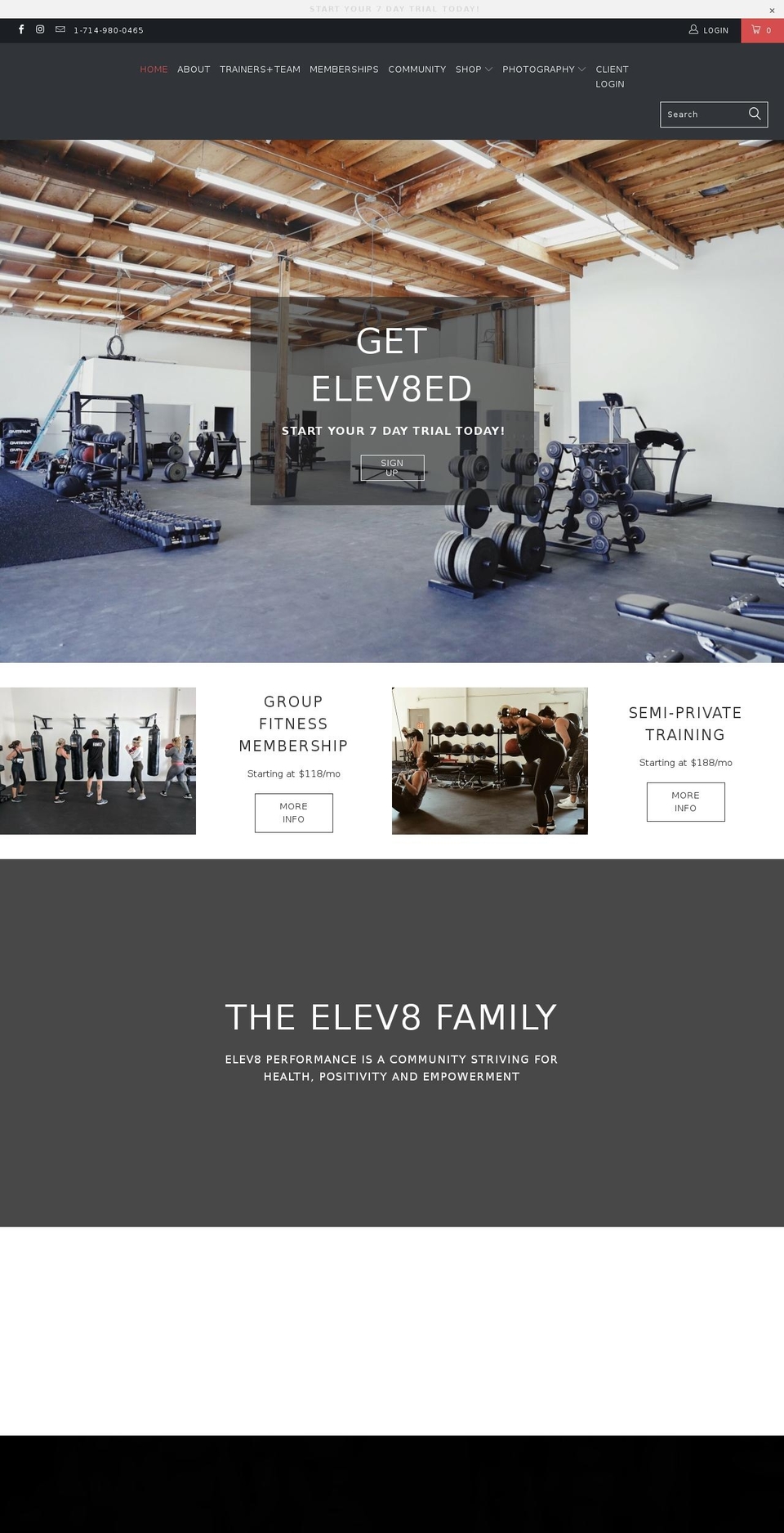 elev8-performance.com shopify website screenshot