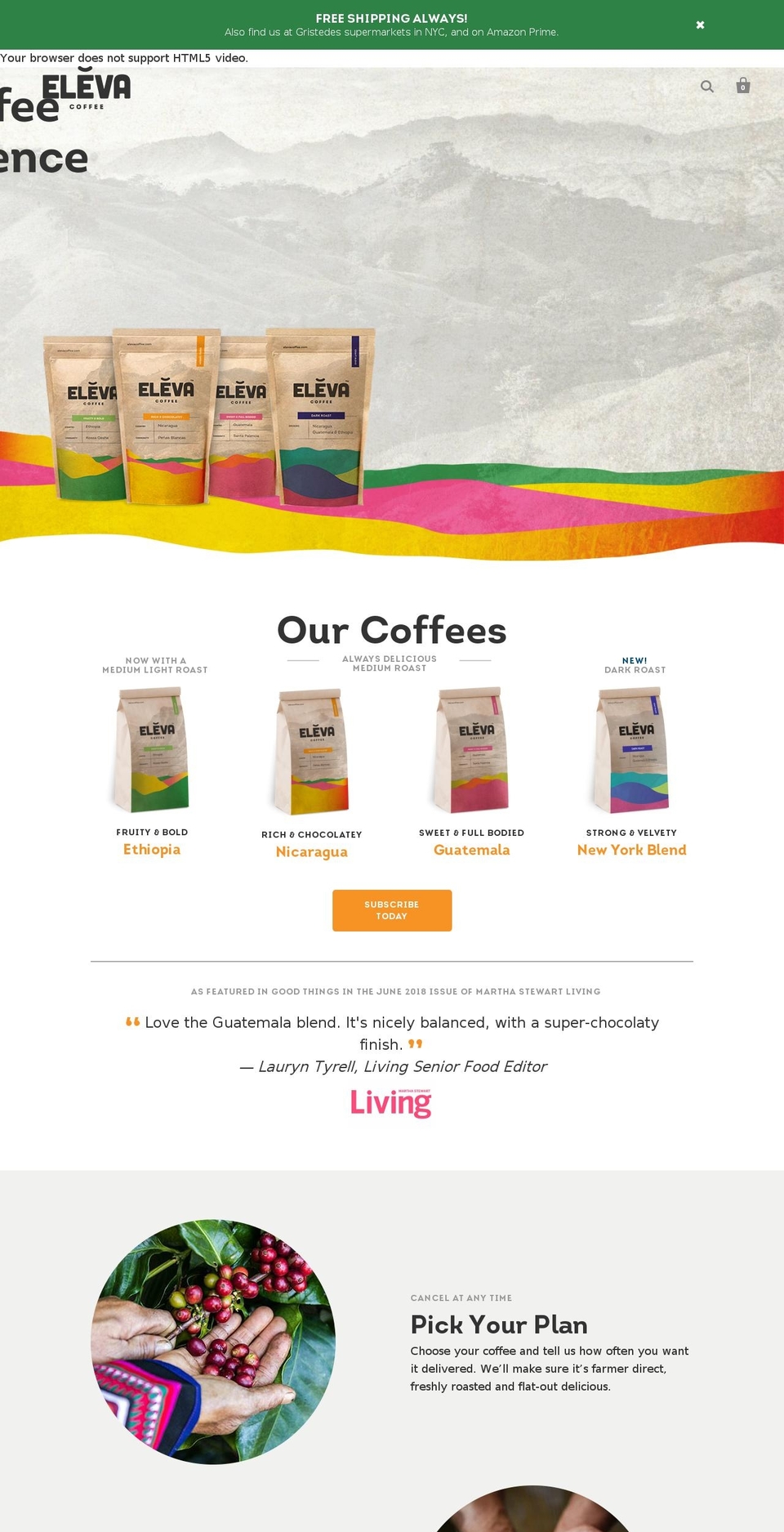 elevacoffee.com — Shopify storefront screenshot