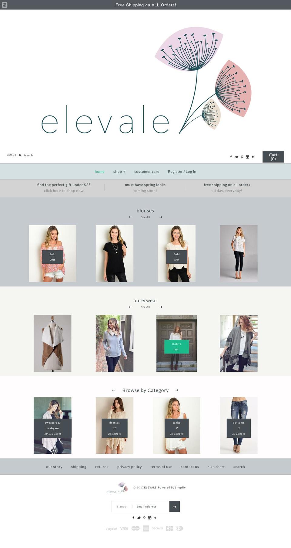 elevale.com shopify website screenshot