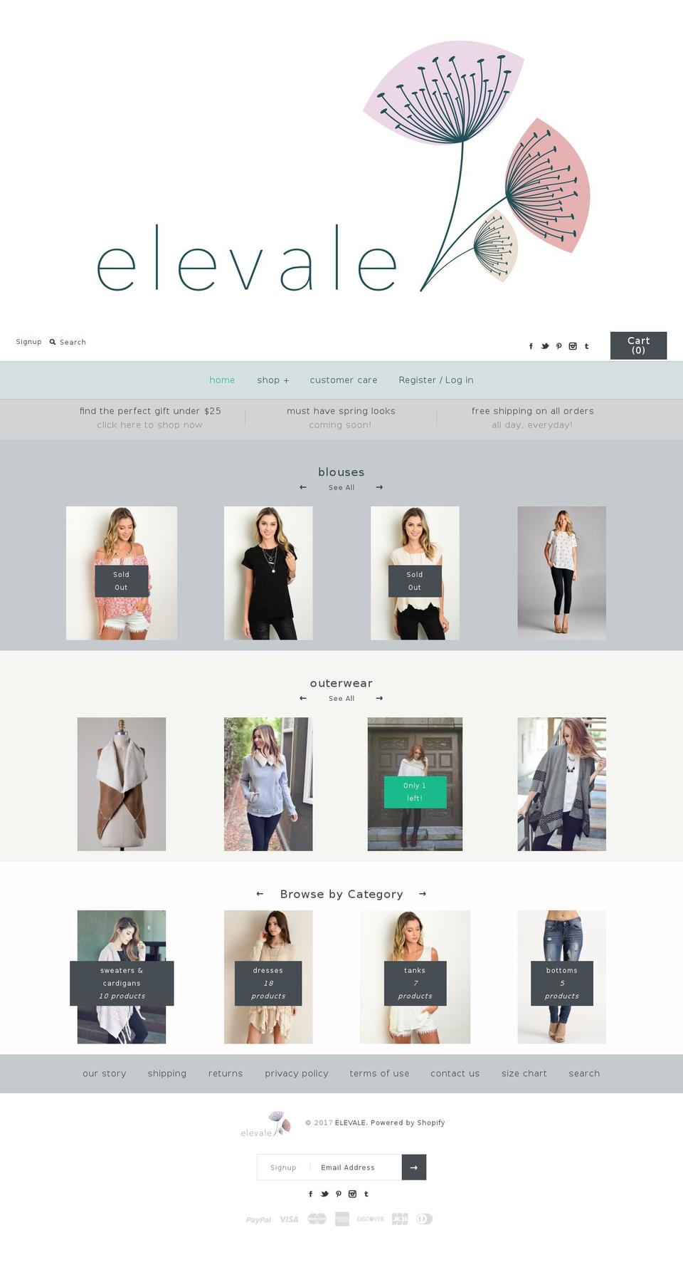 elevale.us shopify website screenshot