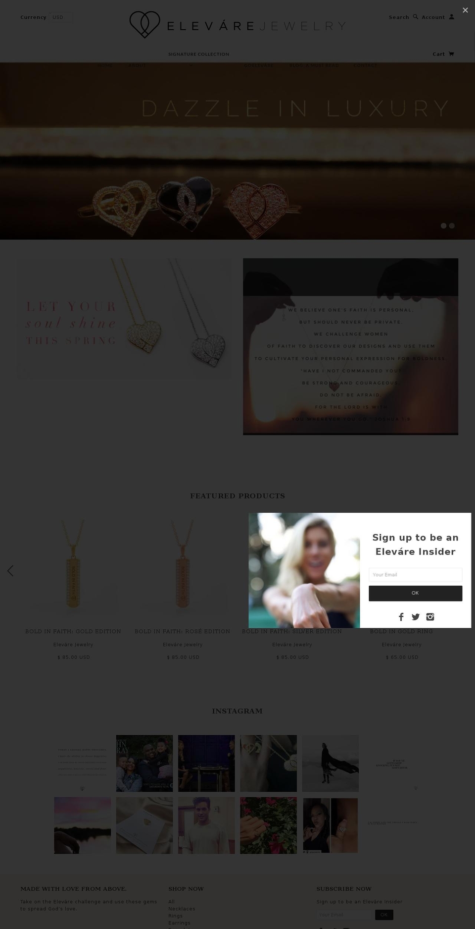 elevarejewelry.com shopify website screenshot