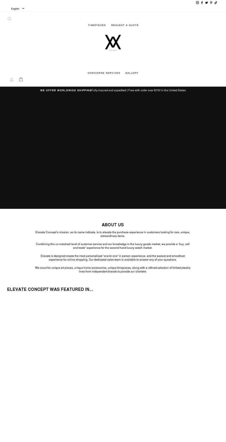 elevateconceptstore.com shopify website screenshot