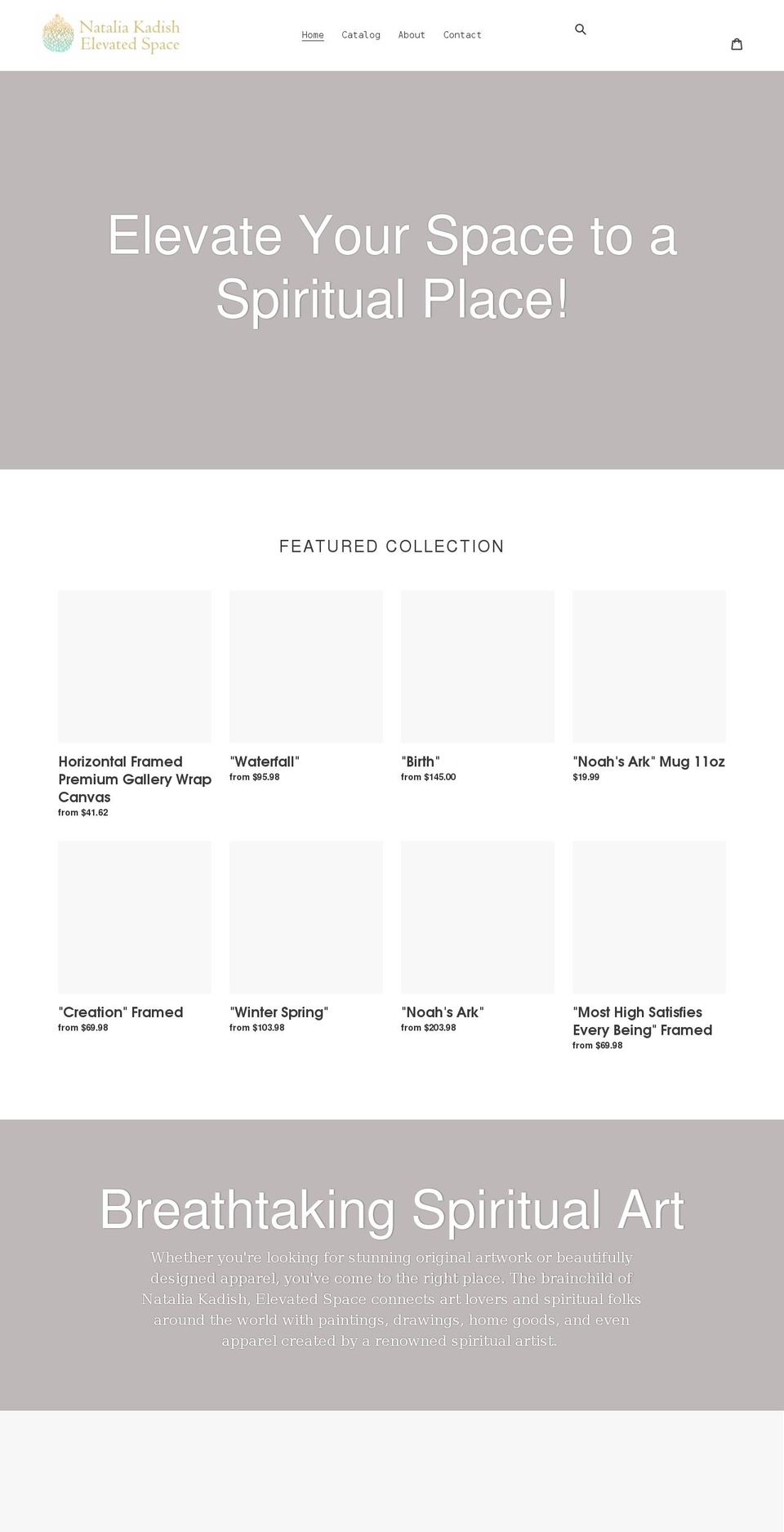 elevated-space.com shopify website screenshot