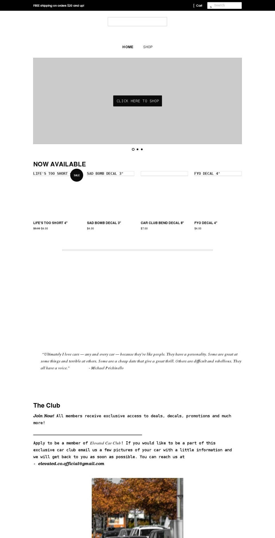 elevatedandcompany.com shopify website screenshot