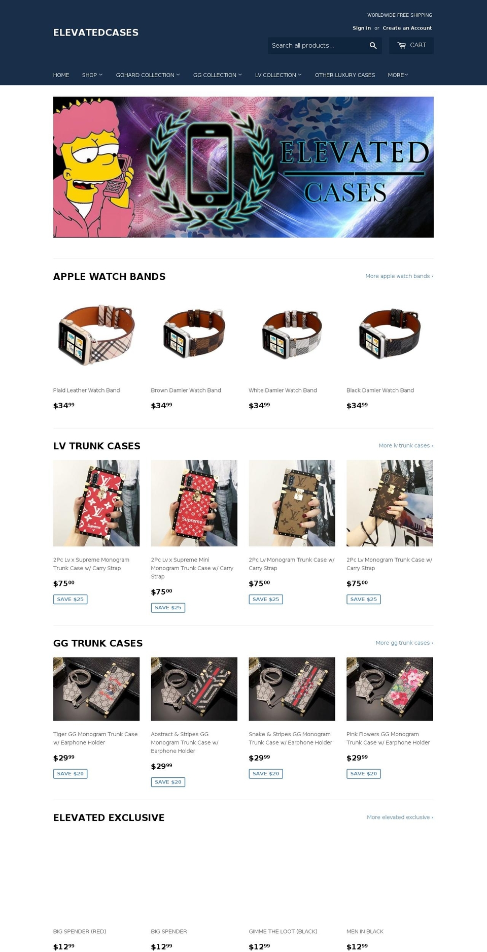 elevatedcases.com shopify website screenshot